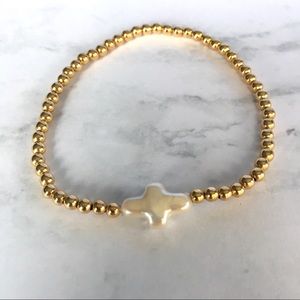 Bracelet- Gold Filled Beads with Cross